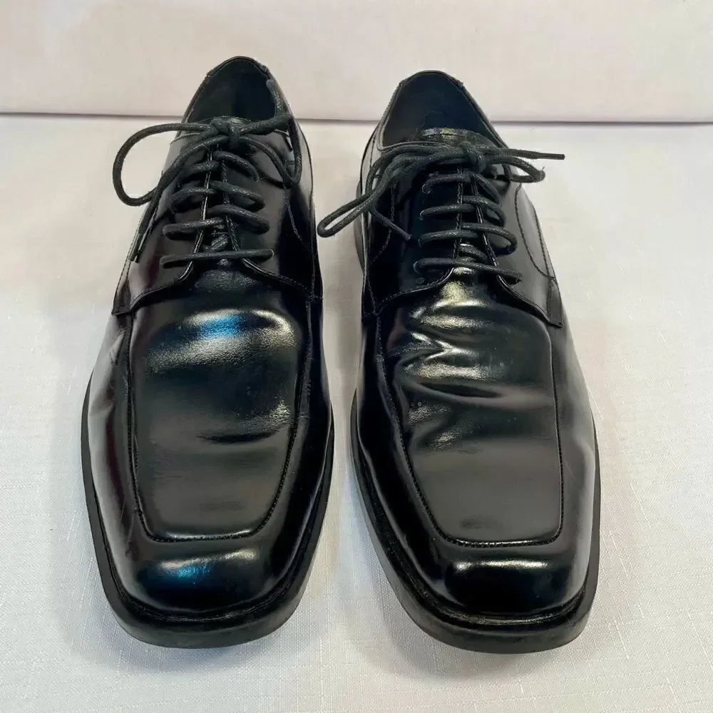 BLACK LEATHER TIE UP SHOES BY STACY ADAMS SIZE 9.5 EUC